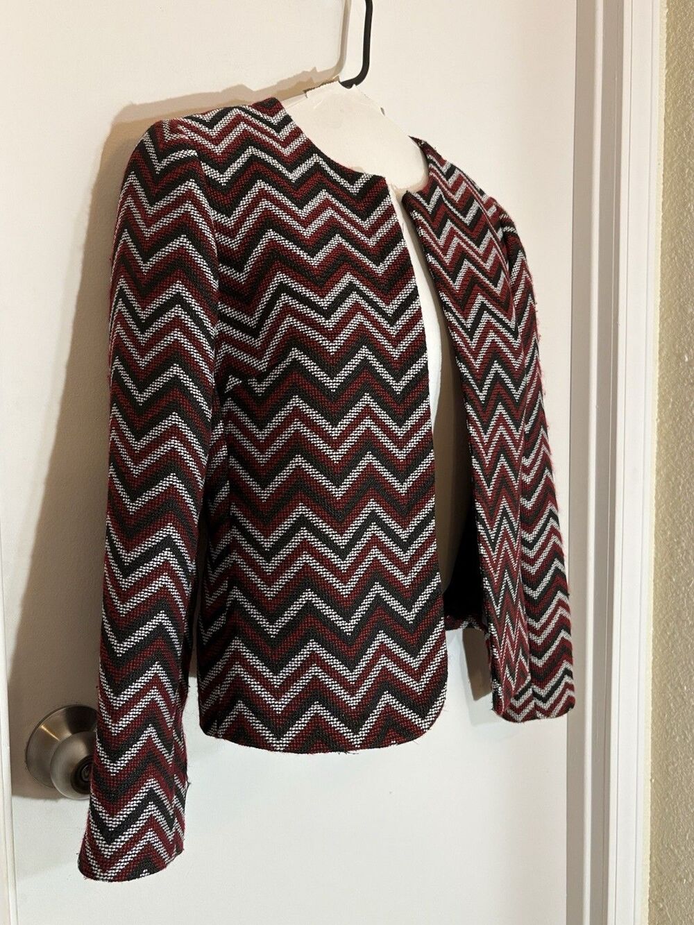 Tahari 2P Blazer Chevron Open Front Vintage Grandma Core Office